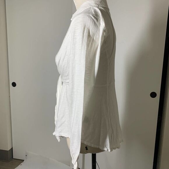 MAEVE white blouse 100% cotton white blouse front tie button up sz S - Picture 3 of 8